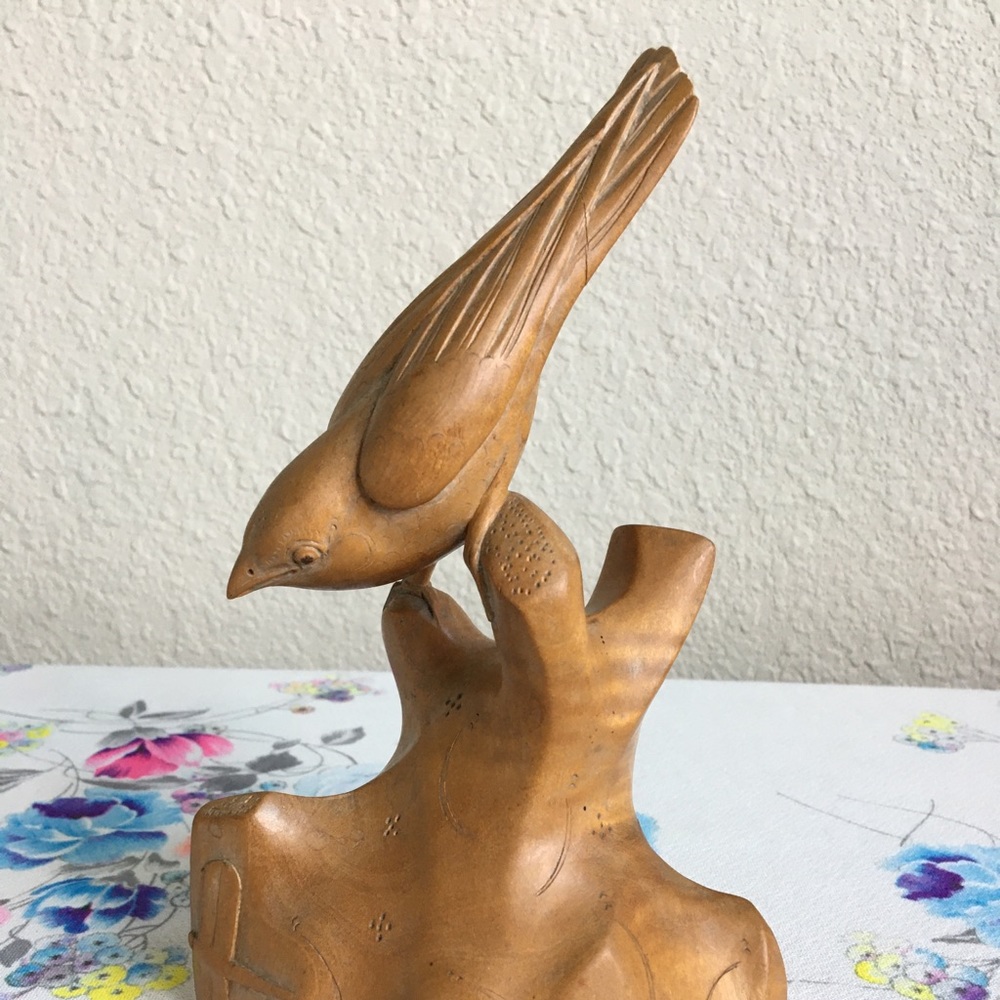 Wooden Art sculpture Bird Bali wood vintage